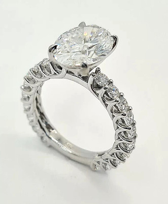 5.00 Ct Wedding Ladies Ring 14K White Gold-Plated Oval Cut Lab-Created Diamond