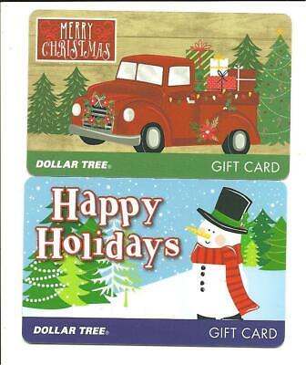 Lot (2) Dollar Tree Snowman Christmas Tree Truck Gift Cards No$Value Collectible