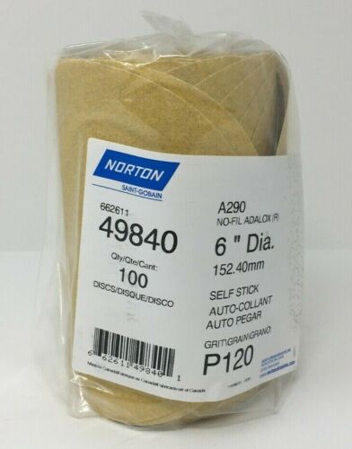 Norton 49840 P120 Sand Paper Self Stick 100 Discs /Roll 120 Grit