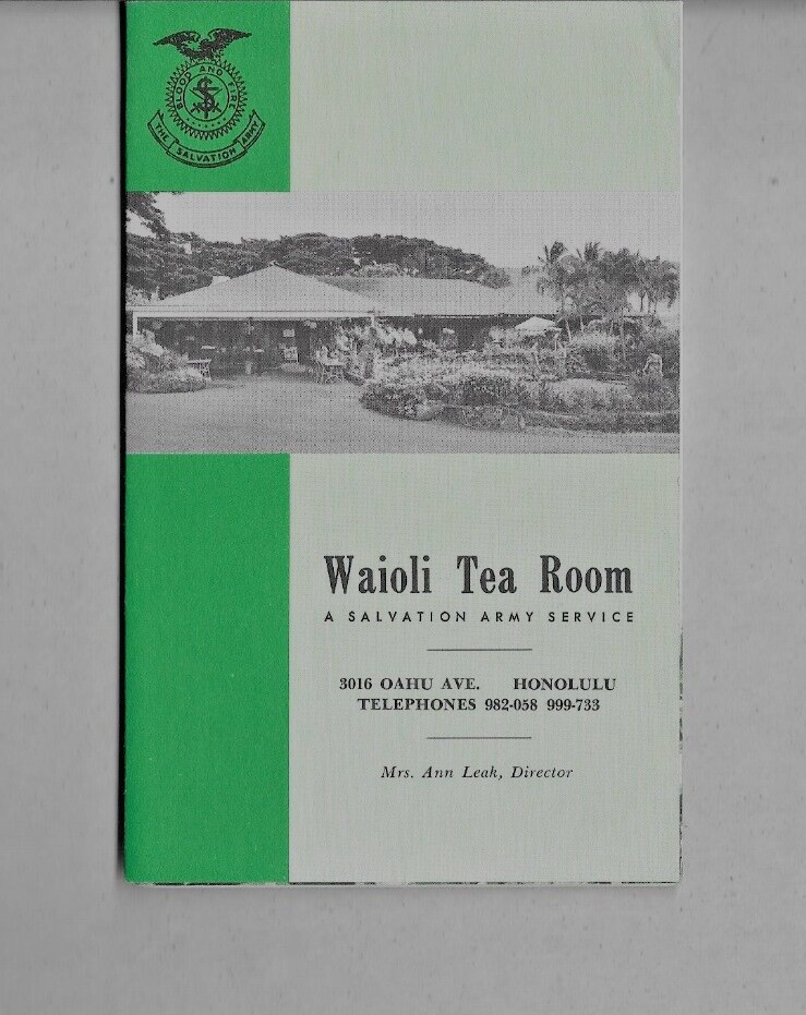 WAIOLI TEA ROOM A SALVATION ARMY SERVICE HONOLULU, HAWAII FOLD OUT