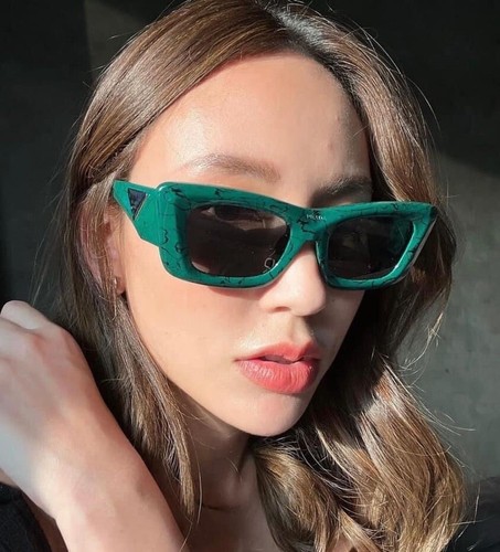 Pre-owned Prada Symbole Pr 13zs 16d5so Green Marble Grey Lems Women Sunglasses In Gray