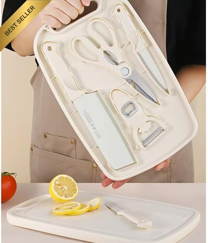 Stainless Steel Knife Set with Cutting Board 5-Piece, Baby Food Knife, Kitchen S
