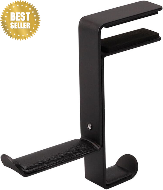 Adjustable Metal Headphone Desk Display Stand with Clamp - PU Leather Pad, Multi