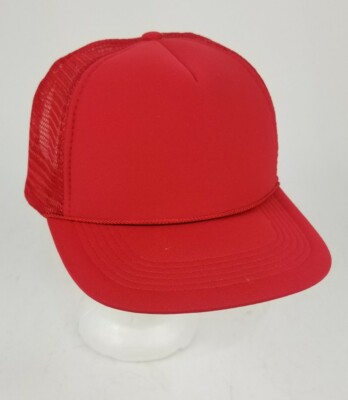 Luna Basics Blank Red Trucker Ball Cap Mesh Hat Snapback Youth 