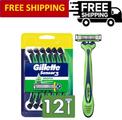Gillette Sensor3 Sensitive Men's Disposable Razor, Comfortgel Technology - 12 Ct