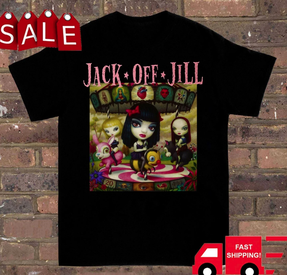 Jack Off Jill Band New Clear Hearts Grey Flowers T Shirt Full Size