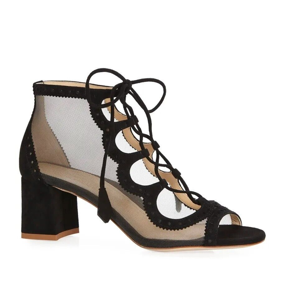 Pre-owned Mesh Marion Parke Toscana Brooke Black  Suede Shootie Booties Women's Shoes -