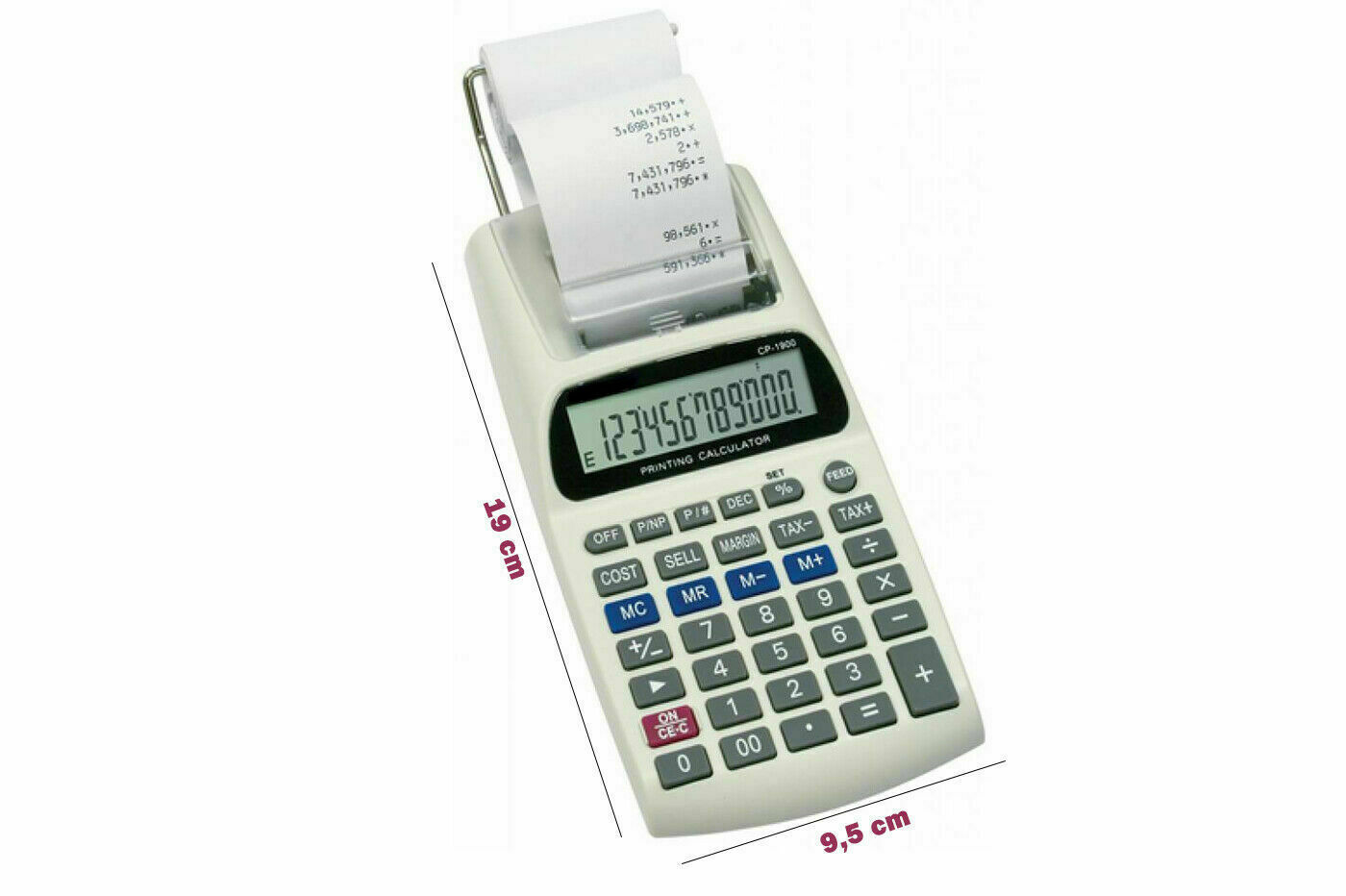 Calcolatrice Scrivente Cp-1900 Scontrino Colore Display Lcd 12 Cifre cir