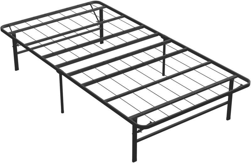 , Sturdy Steel Foldable Frame Bed With Underbed Storage, Twin