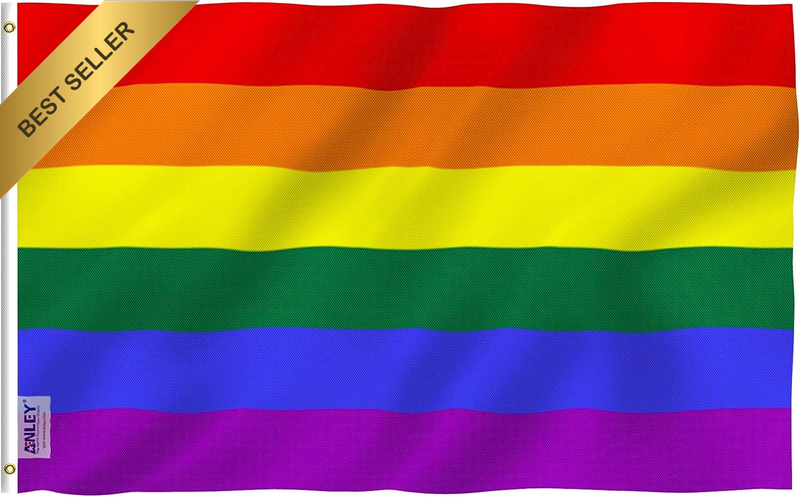 Fly Breeze 3X5 Foot Rainbow Flag - Vivid Color and UV Fade Resistant - Canvas He
