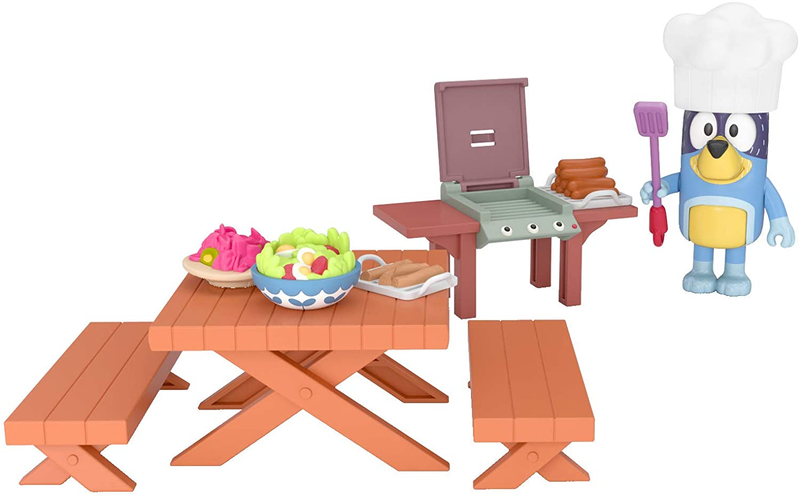 Bluey Dad Backyard BBQ Bandit 2.5 Figure with Backyard Playset Multicolor Toys"