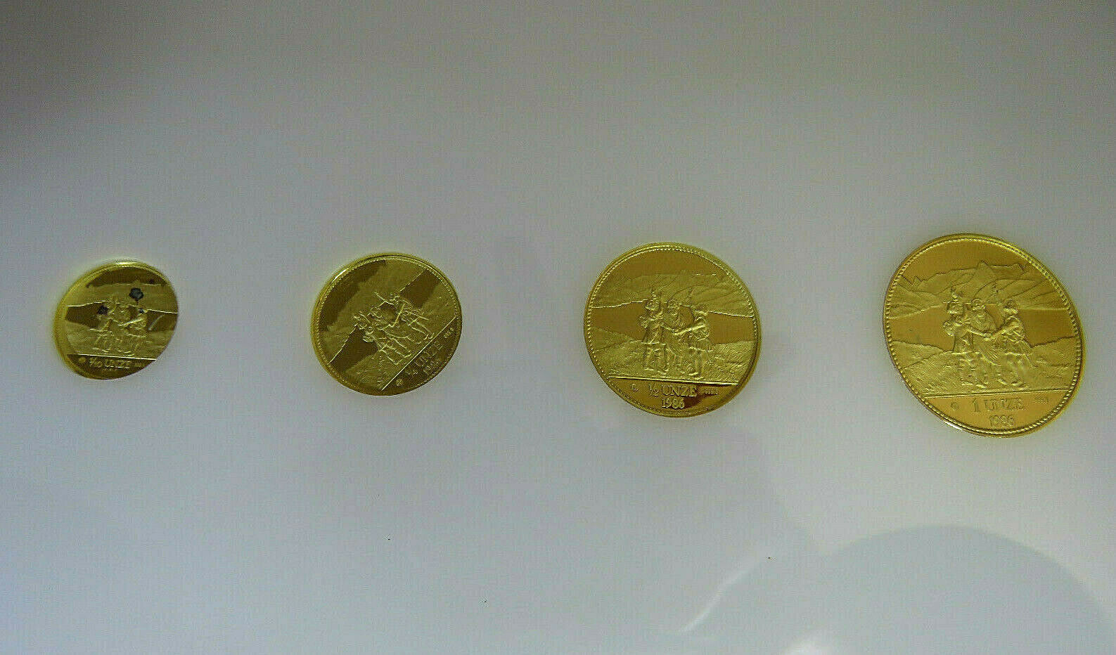 SWITZERLAND 1986 GOLD 4 COIN PROOF SET ( AGW 1.85 )