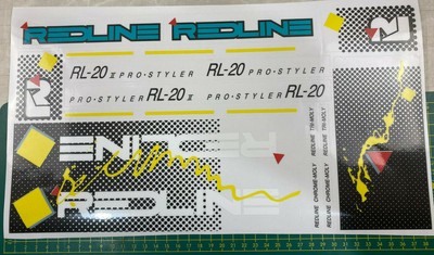 old school bmx decals stickers redline flight cranks red on yellow