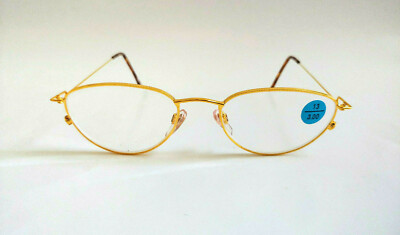 Vintage 90's Nickel Silver Tear Drop Metal Reading Glasses +1.50 (S.Gold)