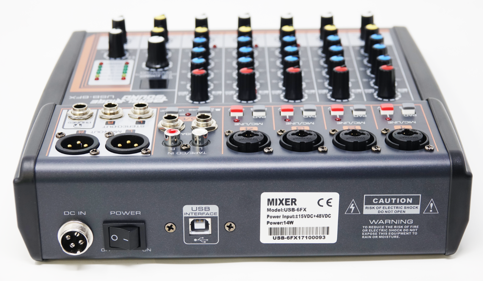 Professional Karaoke Mixer, 6 Channel Mixer With USB Effects, PearlRidge Sound