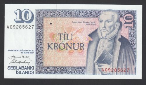 Iceland 10 Kronur  1981  UNC  P. 48,  Banknotes, Uncirculated