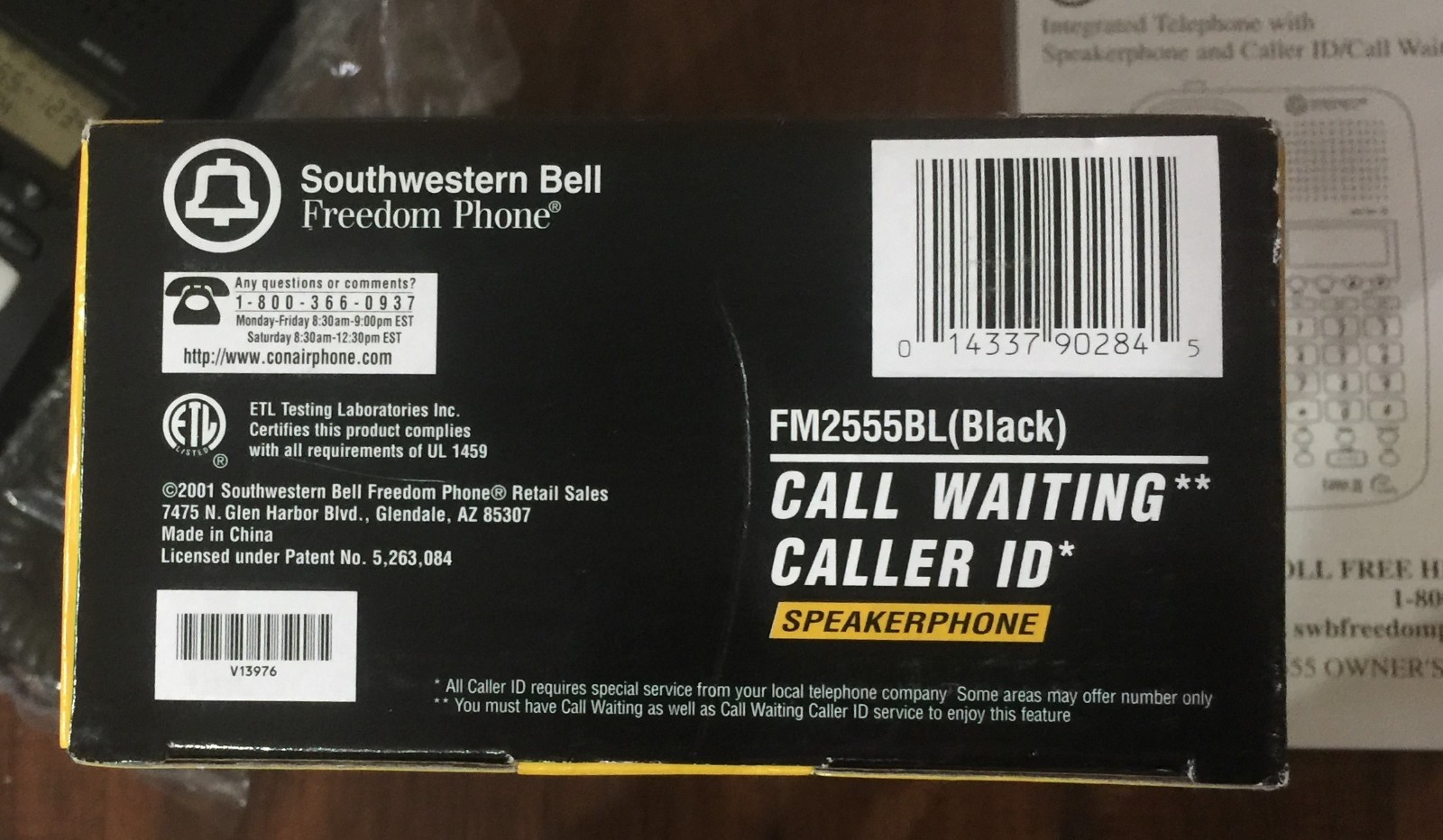 Southwestern Bell Freedom Phone - Corded  Black  #FM2555BL NEW