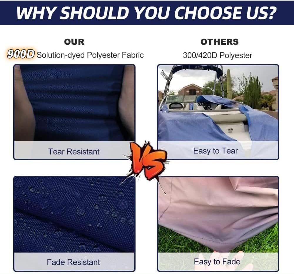 900D Heavy Duty Center Console T-Top Roof Boat Cover Waterproof Storage