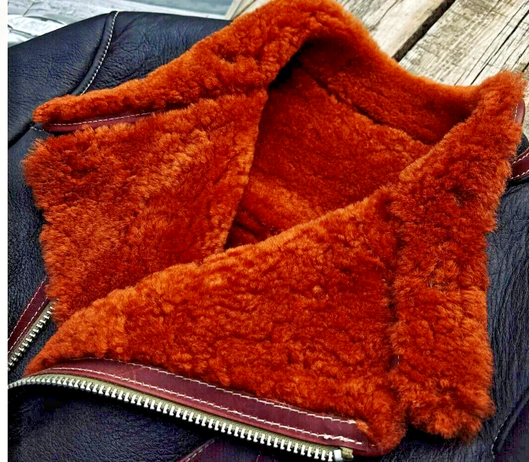 Pre-owned Handmade High Quality Raf B3 Bomber Aviator Men Real Shearling Fur Leather Jacket For Men In Brown