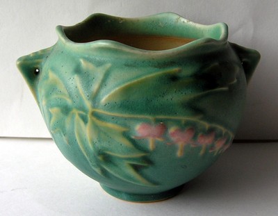 Lot of 2 Roseville Art Pottery Vases Floral Green 651-3 Brown 681-6