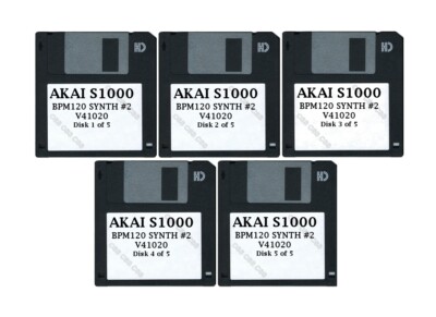 Akai S1000 / S3000 Set of Five Floppy Disks BPM120 SYNTH #2 V41020