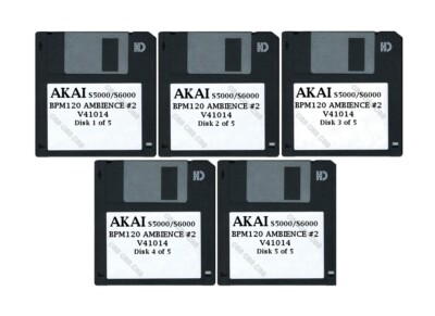 Akai S5000 / S6000 Set of Five Floppy Disks BPM120 AMBIENCE #2 V41014