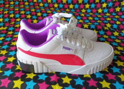 PUMA Cali Chase Womens US Size 7 Low Top Sneakers White Pink Purple Shoes New
