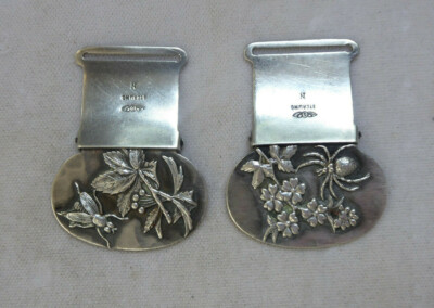 Rare Pair of Shiebler Sterling Silver Suspender Clips Circa