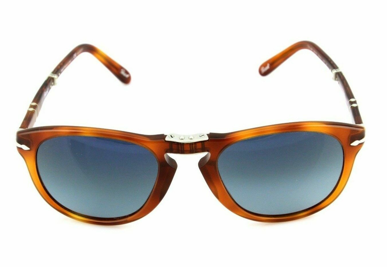 Pre-owned Persol Steve Mcqueen  Folding Havana Blue Polarized Sunglasses Po 714sm 96/s3 In Light Brown/blue