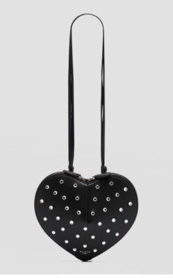 Alaia Le Coeur Black Studded Heart Leather Crossbody Bag