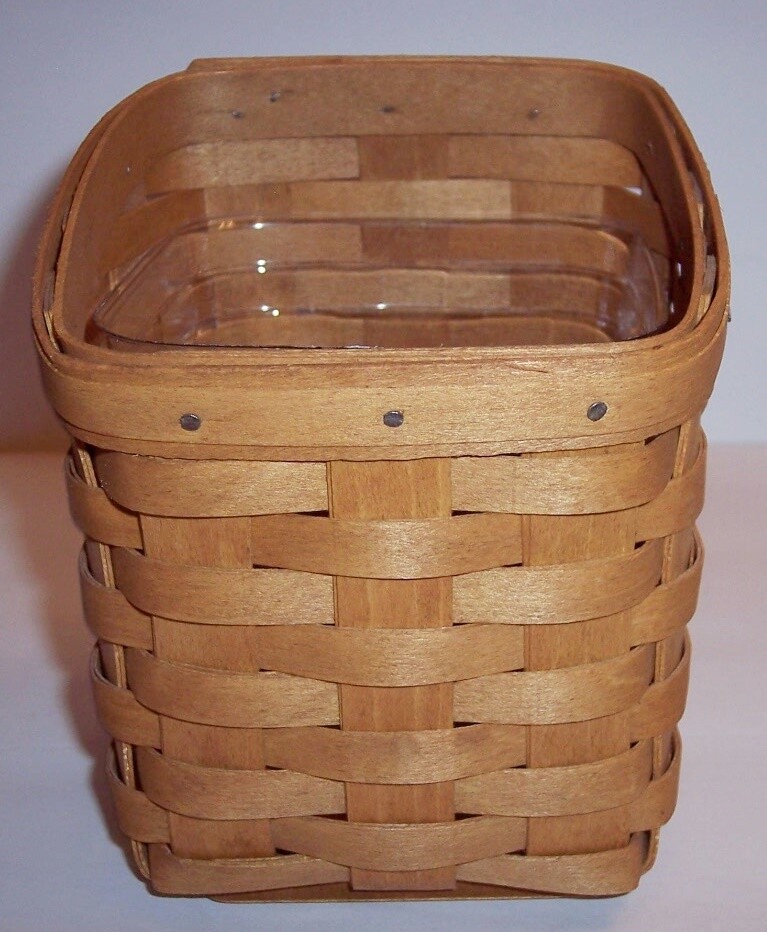 Longaberger Tapered Pencil Basket Combo Protector Toboso Plaid & Holiday Liner