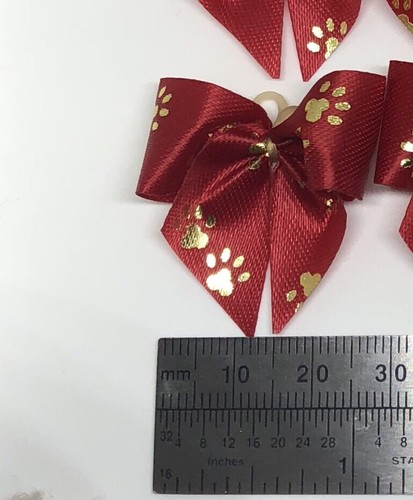 Dog Bows Pet Grooming Bows Big Paw Print Variety Small Qty 30 ( 15 Pair) USA
