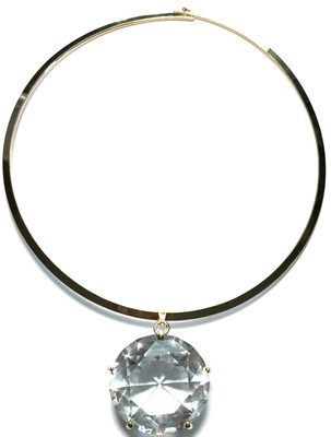 New Jewelry Necklace Gold Bib Goddess HUGE Stone Choker Glass Gem Pendant 103
