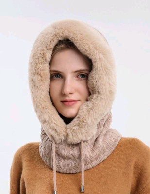 1pc For Woman Drawstring Detail Fuzzy Hat Winter (Warm)