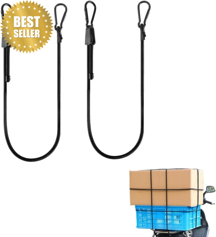 2PCS Adjustable Bungee Cords with Carabiner Hooks - Heavy Duty Elastic Straps fo