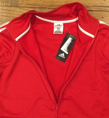 NWT Adidas Youth Full Zip Track Sports Jacket, Large (14/16) Red/White