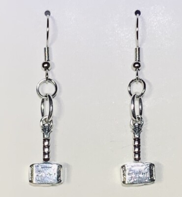 Silver S925 Thor s Hammer Drop Dangle Earrings!! Please Read Description!!