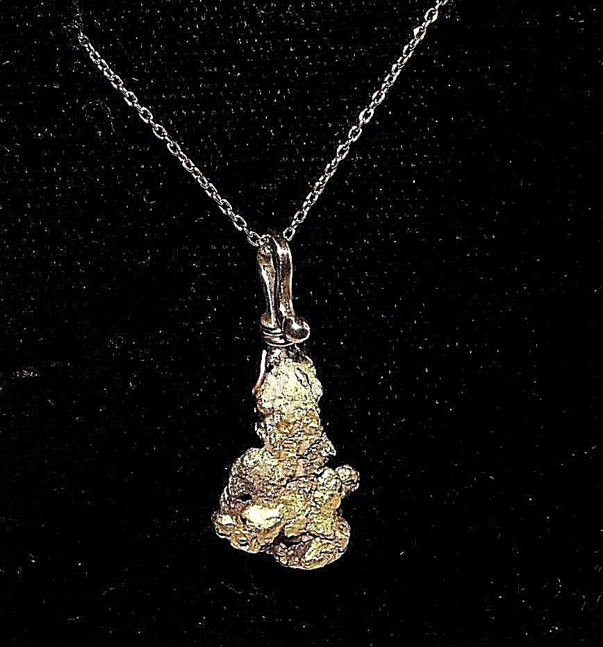 Genuine Natural Gold Nugget Pendant with Handmade Bail , 3.76 Gram