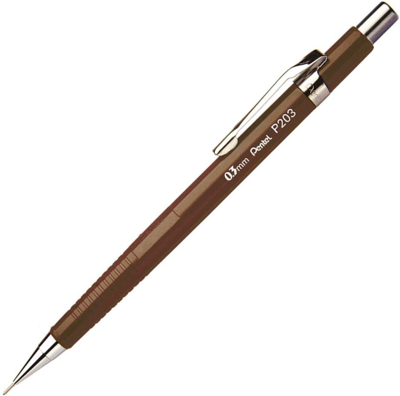 Pentel 0.3Mm P200 Series Mechanical Pencil Lead with Brown Barrel