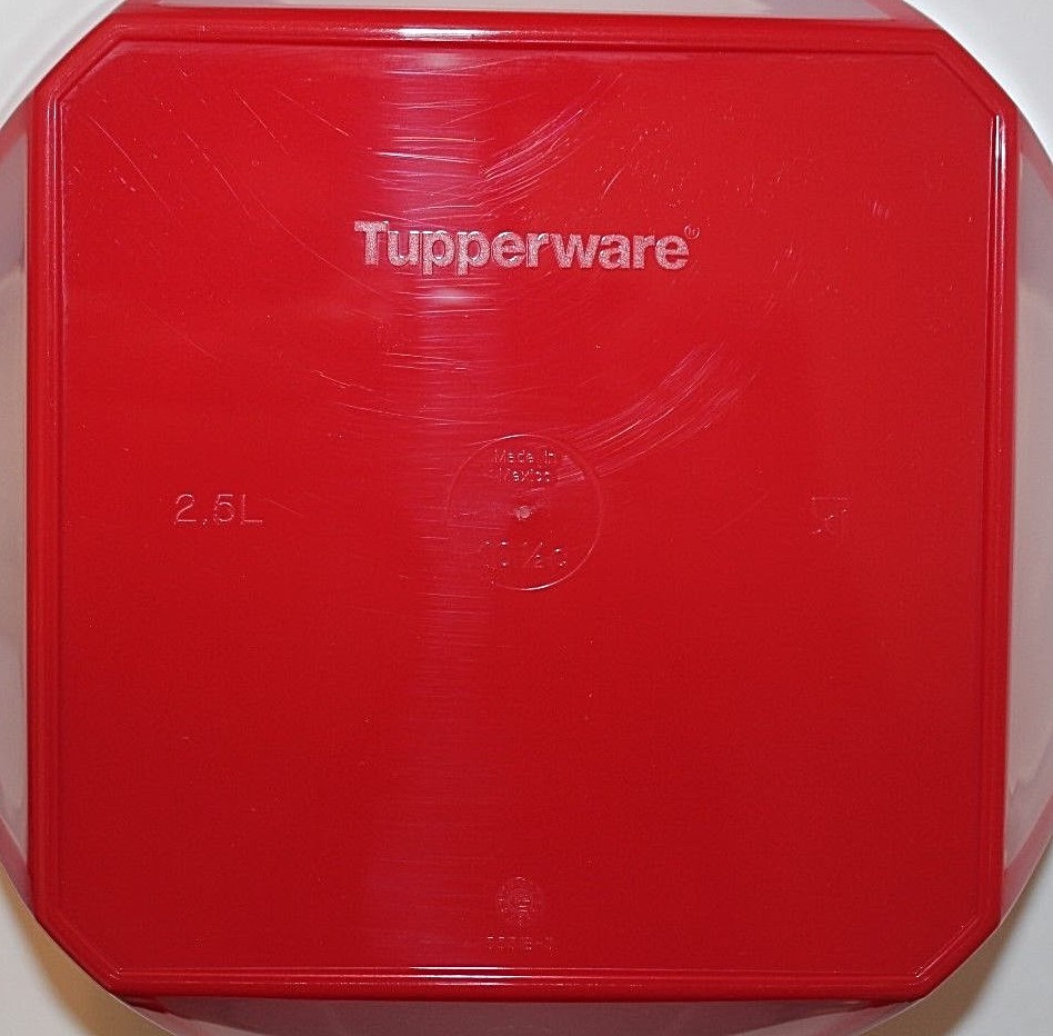 Tupperware Bowl Set Clear Impressions Serving Dishes & Spoons 18 & 10.5 Cups Red