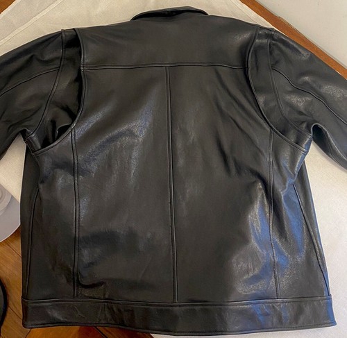 Pre-owned Harley-davidson Leather Jacket 97033 Black Biker Motorcycle Lambskin Soft Xl Men