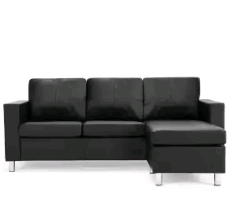 Black faux leather Corner sofa in Poole, Dorset Gumtree