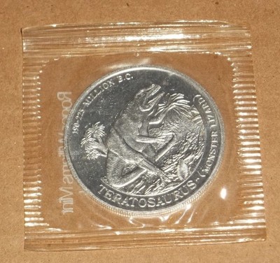 Vintage Post Cereal Fruity Pebbles Dinosaur Coin Lot (3) Roger Williams Sealed
