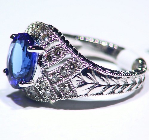 3.00CT 14K Gold Natural Tanzanite Diamond Vintage AAA Wedding Engagement Ring