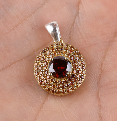 TURKISH SIMULATED RUBY .925 SILVER & BRONZE PENDANT #14165