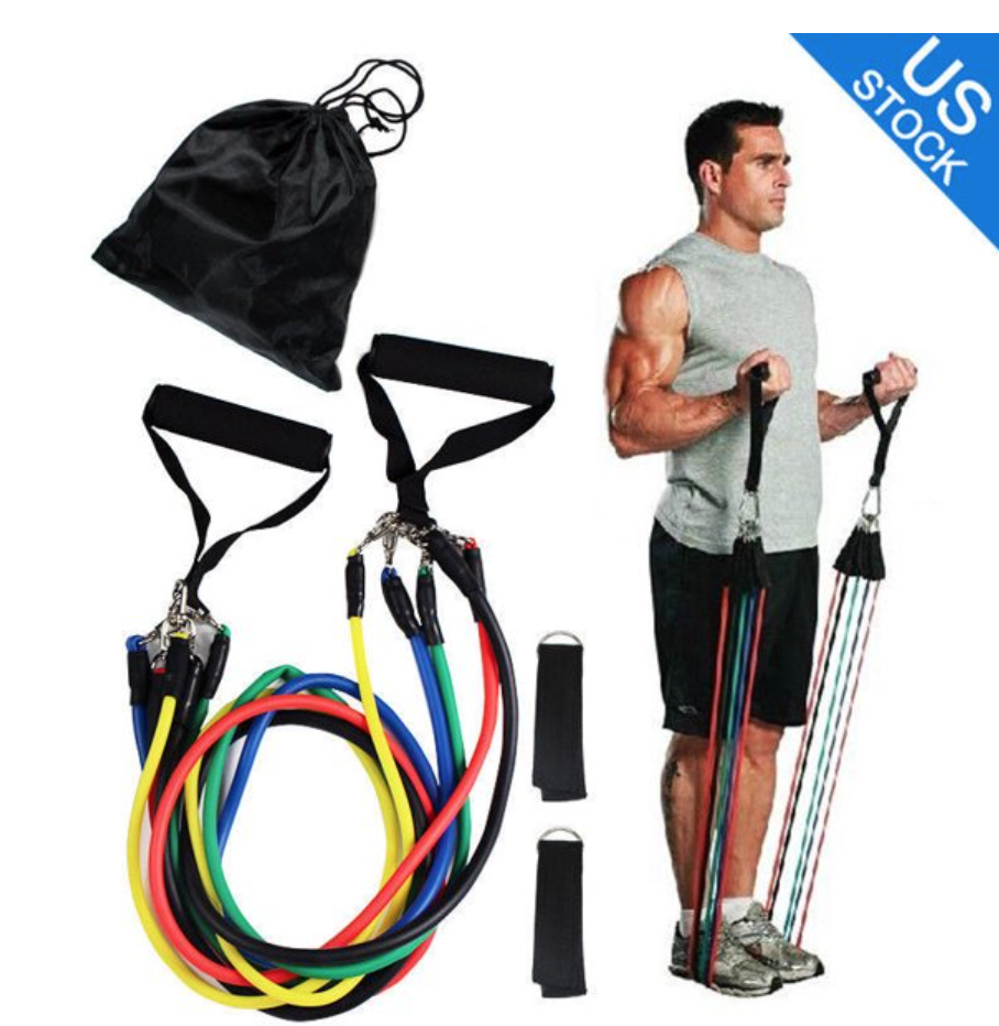 11pc Resistance Band Set With Door Anchor Resistance Bands