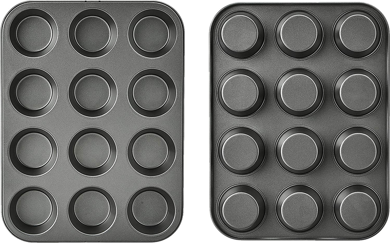 Nonstick Muffin Baking Pan, 12 Cups - Set of 2