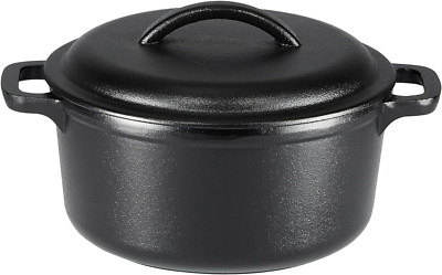 7-Quart Pre-Seasoned Cast Iron Dutch Oven with Lid, Black