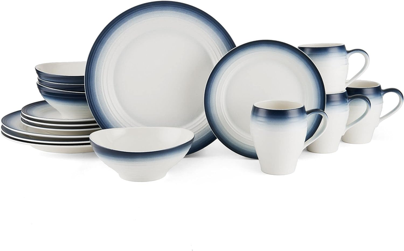 Mikasa Swirl 16-Piece Dinnerware Set, Service for 4, Blue