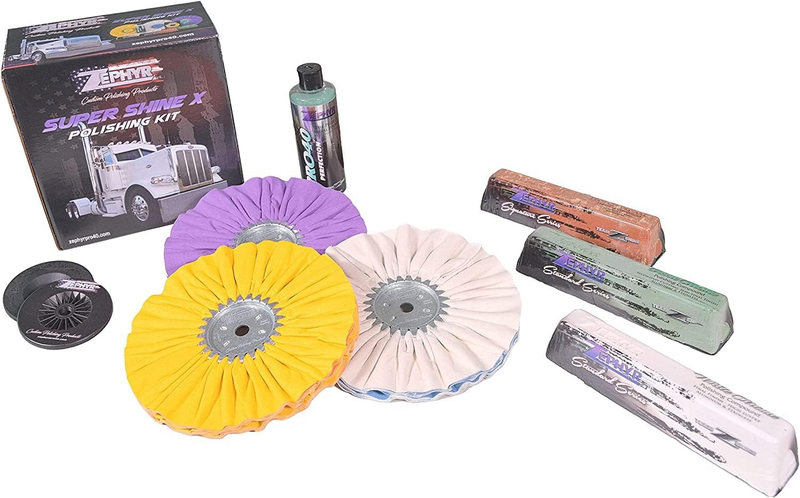 Super Shine X Aluminum Polishing Kit with Buffing Pads and Polishing Compound, f